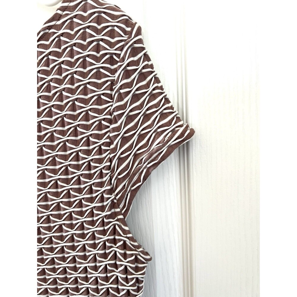 NWT Sharagano Women's Brown & White Textured Sheath Day Dress Stretch Sz 14 - Picture 3 of 8